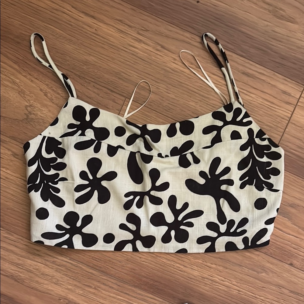 Lost + Wander Cream Tie Front Crop Camisole